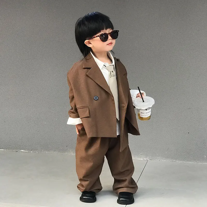 

2025 осенний новый свободный тренд в британском стиле, красивый повседневный маленький костюм 90-160 см, детский костюм от 1 до 12 лет