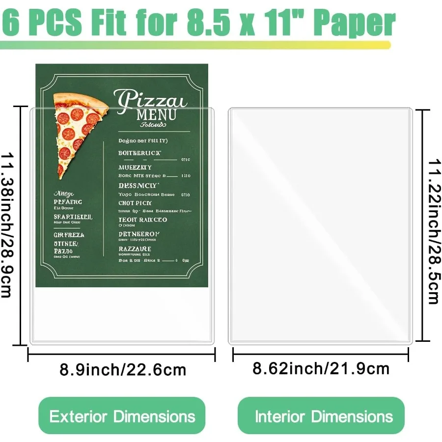 6Pack 8.5" x 11" Rigid Print Protecto Transparent Hard Plastic Page Sheet Protecto Clear Plastic Sleeves for Paper Photo Poster
