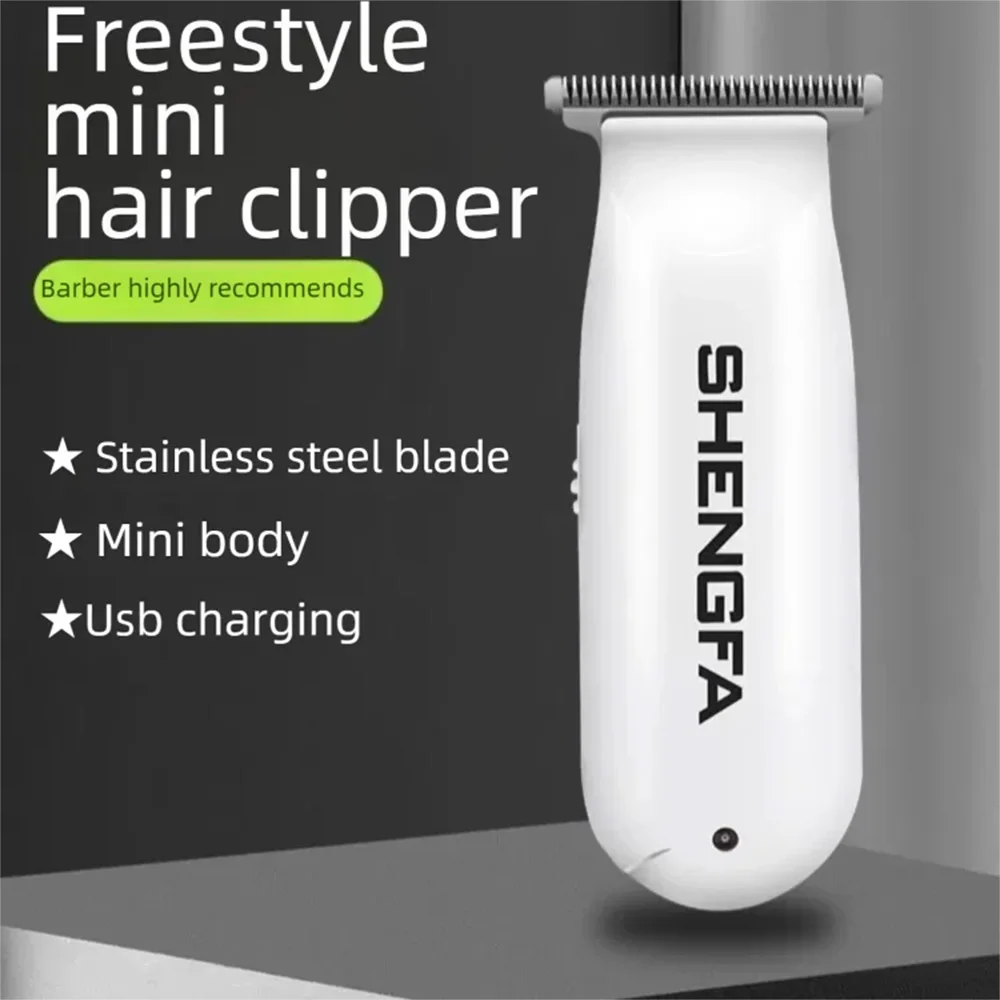 Mini Hair Trimmer 0mm T-Steel Blade Portable Rechargeable Electric Hair Clipper for Bald Head Shaving