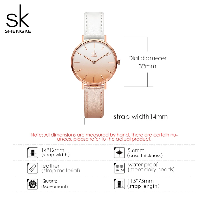 SHENGKE Simple Design Japan Quartz Movement Clock Waterproof Ladies Elegant Wristwatch Leather Band Classic Watches for Women