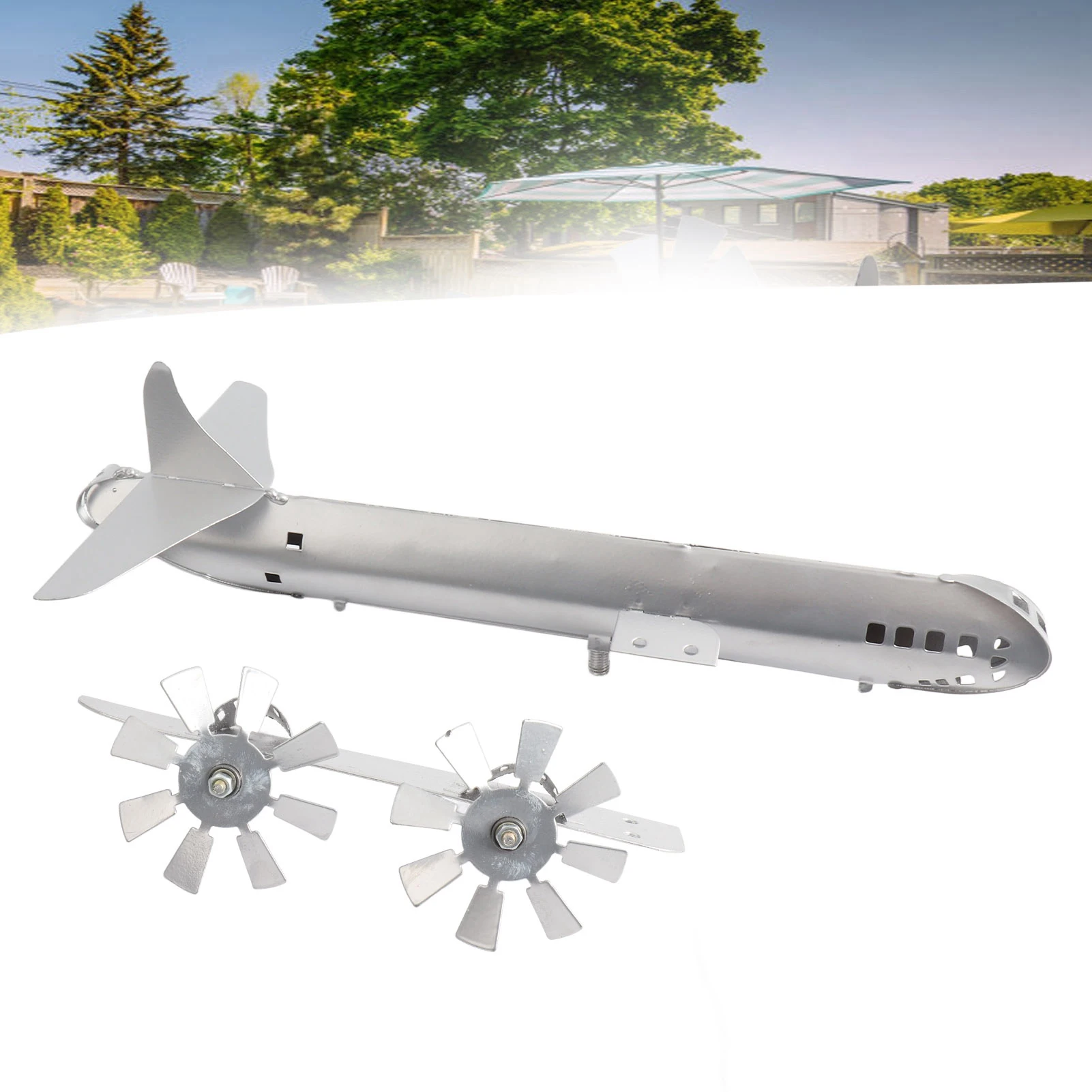 Aircraft Wind Sculpture Wind Powered Rotate Stainless Steel Airplane Windmill Easy Assemble Metal Windmill Garden Decor