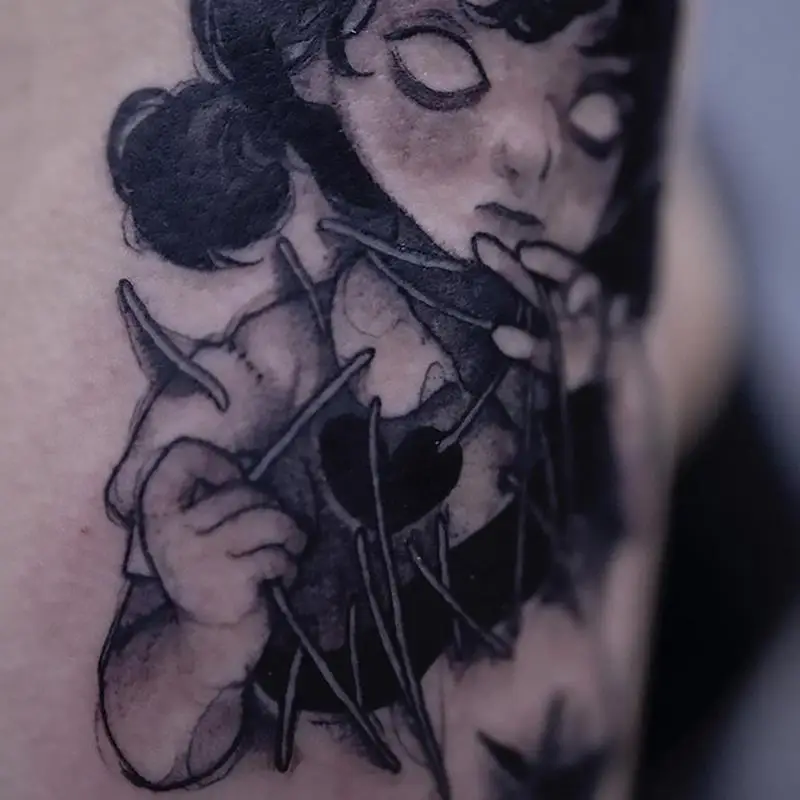 Lalka dziewczyna sztuczne naklejki z tatuażami Punk Goth tanie towary kreskówka słodkie Tatoo sztuka tymczasowe tatuaże festiwal karnawałowy Tatto naklejka