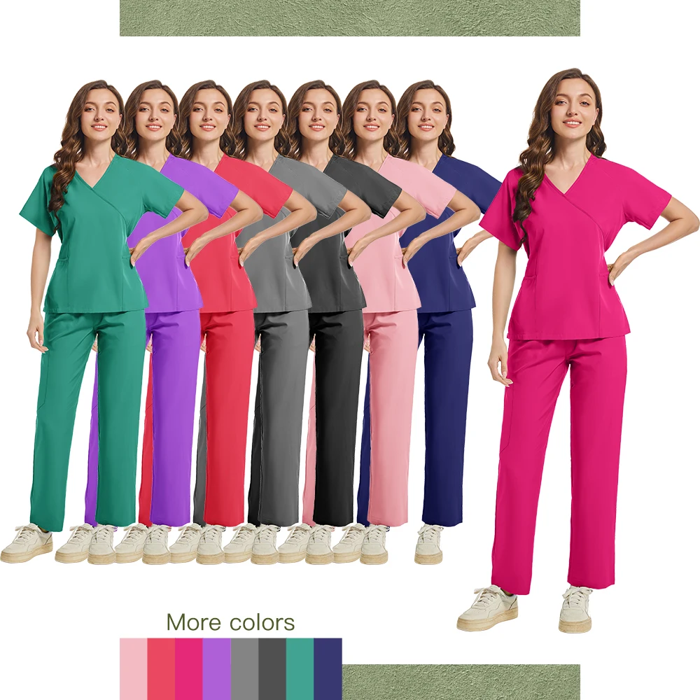 

Nurse Scrubs New Fashion Medical Scrub Soft Breathable Jogger Pants Set Surgical Uniforms Woman Nursing Clinical Doctor Workwear