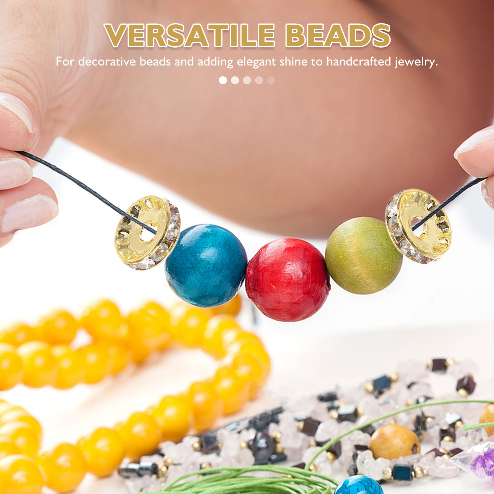 100 szt. Koraliki z cyrkoniami z dużym otworem 12 mm, metalowe koraliki dystansowe do bransoletek, naszyjników, tworzenia biżuterii DIY, materiały do projektów rękodzielniczych