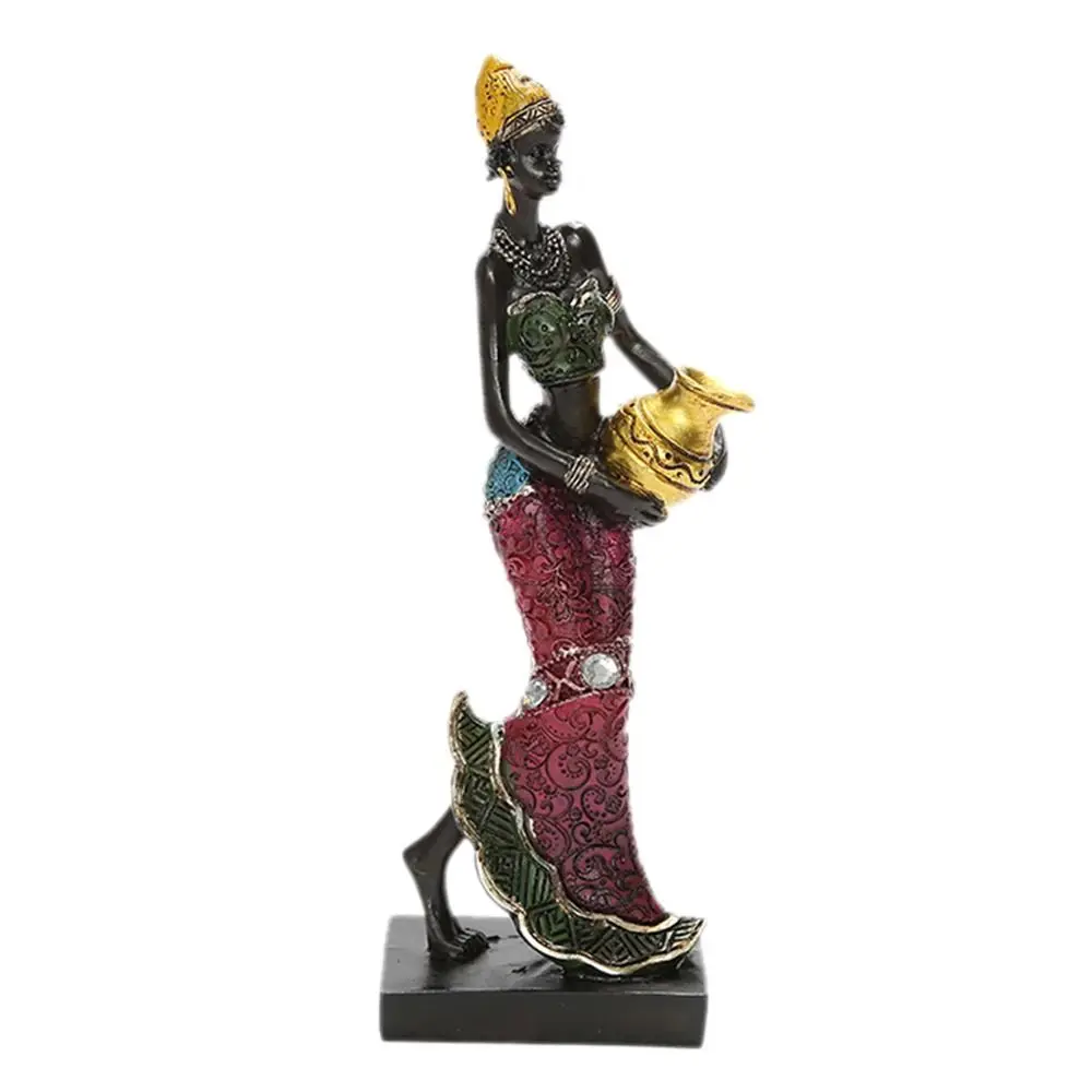 

Cabinet Decor Handicraft Vintage Art Design Home Decoration African Statue Desktop Ornament Resin Crafts Tribal Lady Figurines