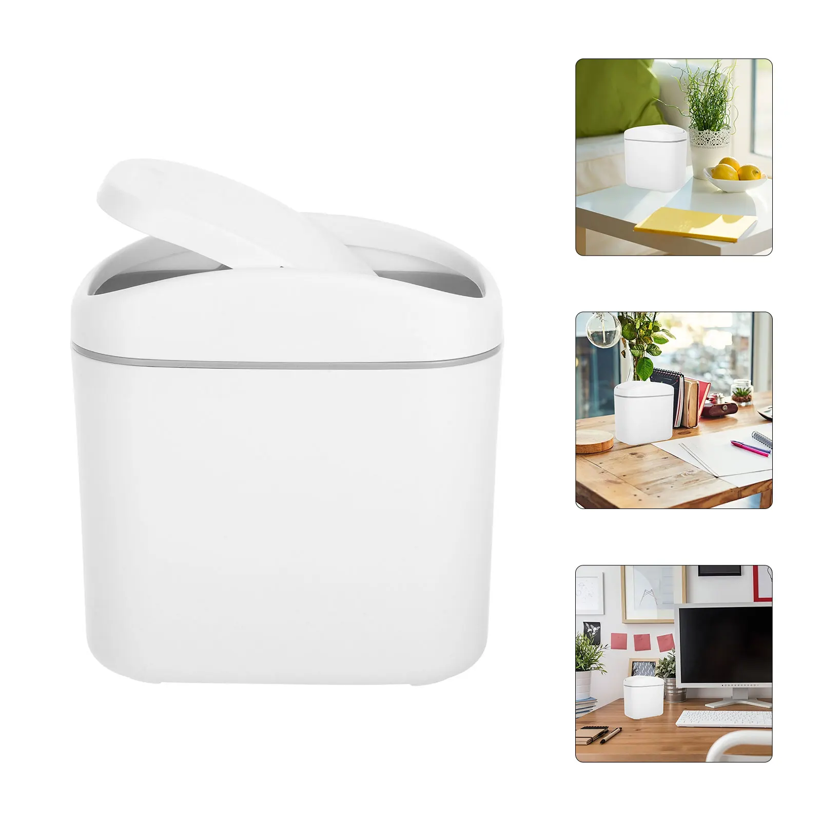 

Small Plastic Trash Can Desktop Mini Waste Basket Shake Lid Office Countertop Garbage Bin Portable Small Trash Can with Lid