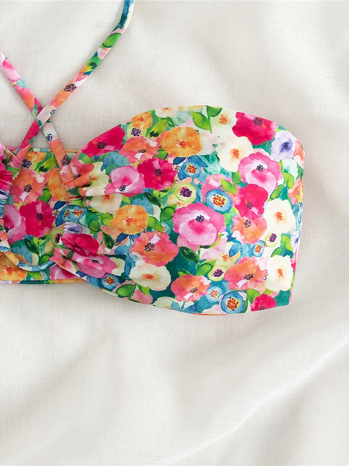 مثير الأزهار المطبوعة الرسن الدانتيل يصل بيكيني الإناث ملابس السباحة النساء قطعتين مجموعة البكيني الاستحمام ثوب السباحة السباحة K5026