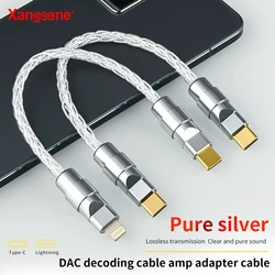 Xangsane 15cm sterling silver lighting to typec audio cable otg cable dac cable decoder usb c phone cable