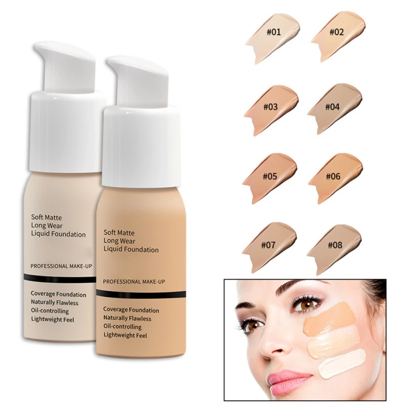 30ML Face Liquid Foundation Waterproof Long-lasting Concealer Foundation Liquid Makeup Matte Base Women Makeup Cosmetics