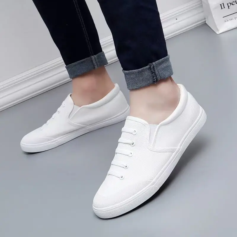 

New Spring Summer Men Loafers Fashion Elastic Band Walking Shoes Men Canvas Shoes Soft Light Autumn Casual Footwear Sneakers Men