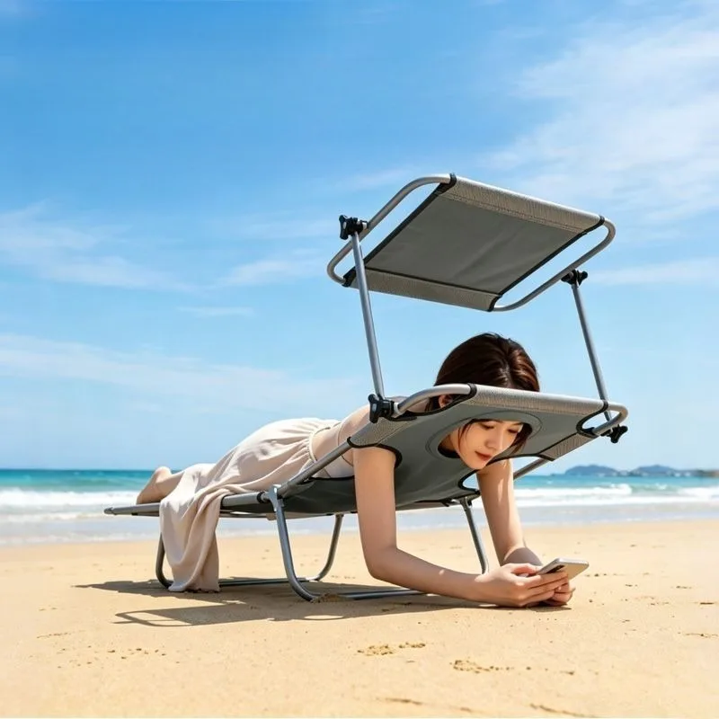 Oxford Cloth Sun Loungers Folding Beach Chairs Camping Bed Beach Loungers Sunbathing Chair Camping Equipments Outdoor Furniture