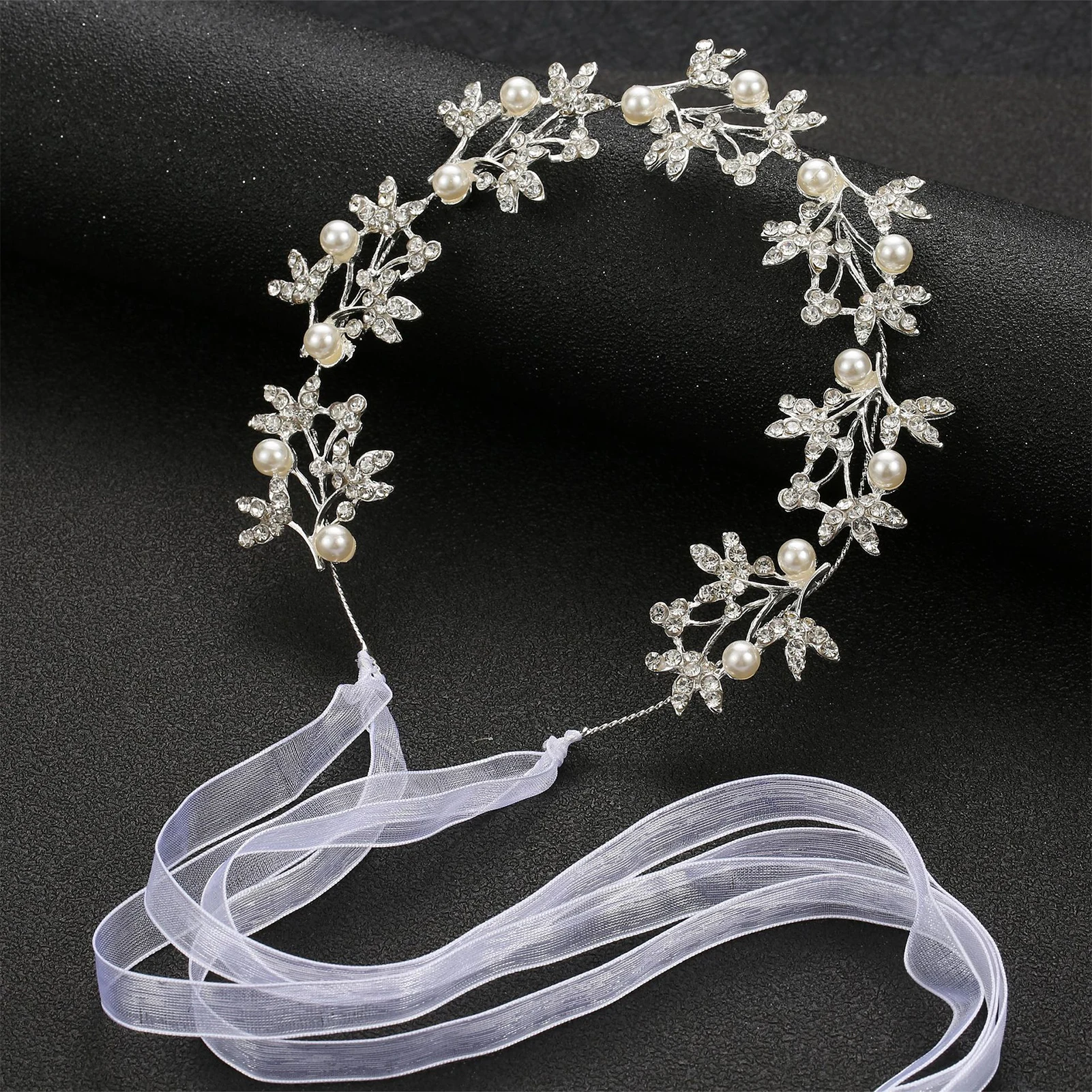 Bridal Headband with Rhinestone Leaf Luxurious Alloy Leaf Shape Hair Accessories for Bridesmaid Wedding Dating Shopping