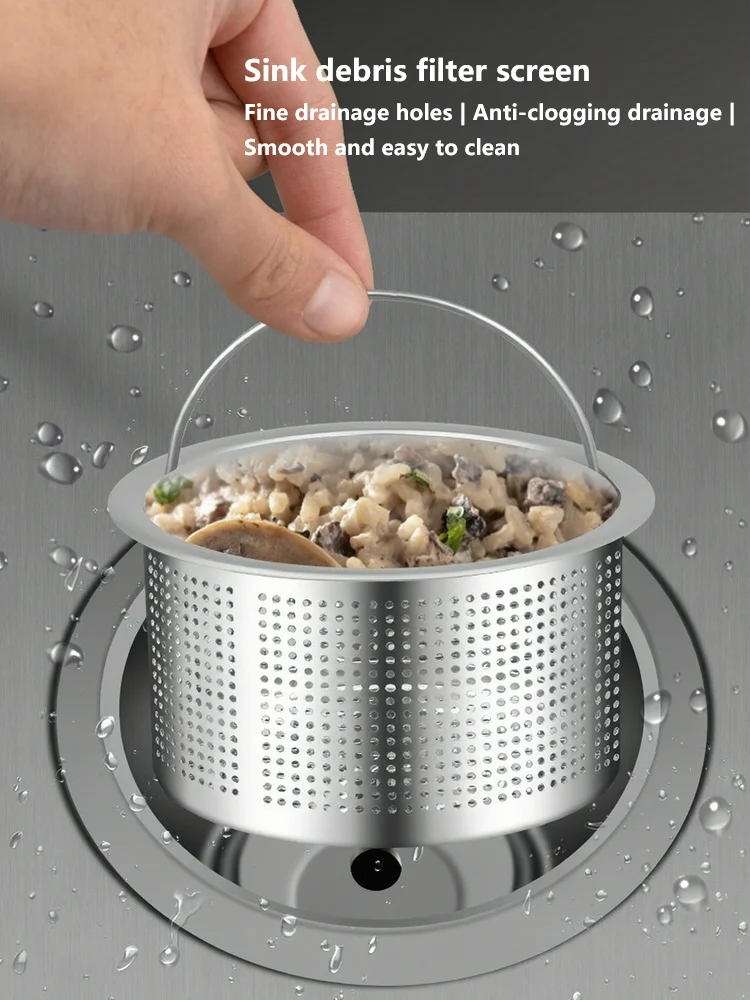Kitchen Sink Filter Screen Stainless Steel Vegetable Basin Sink Sink  Garbage Drain Anti Clogging Drain Outlet Leakage Net