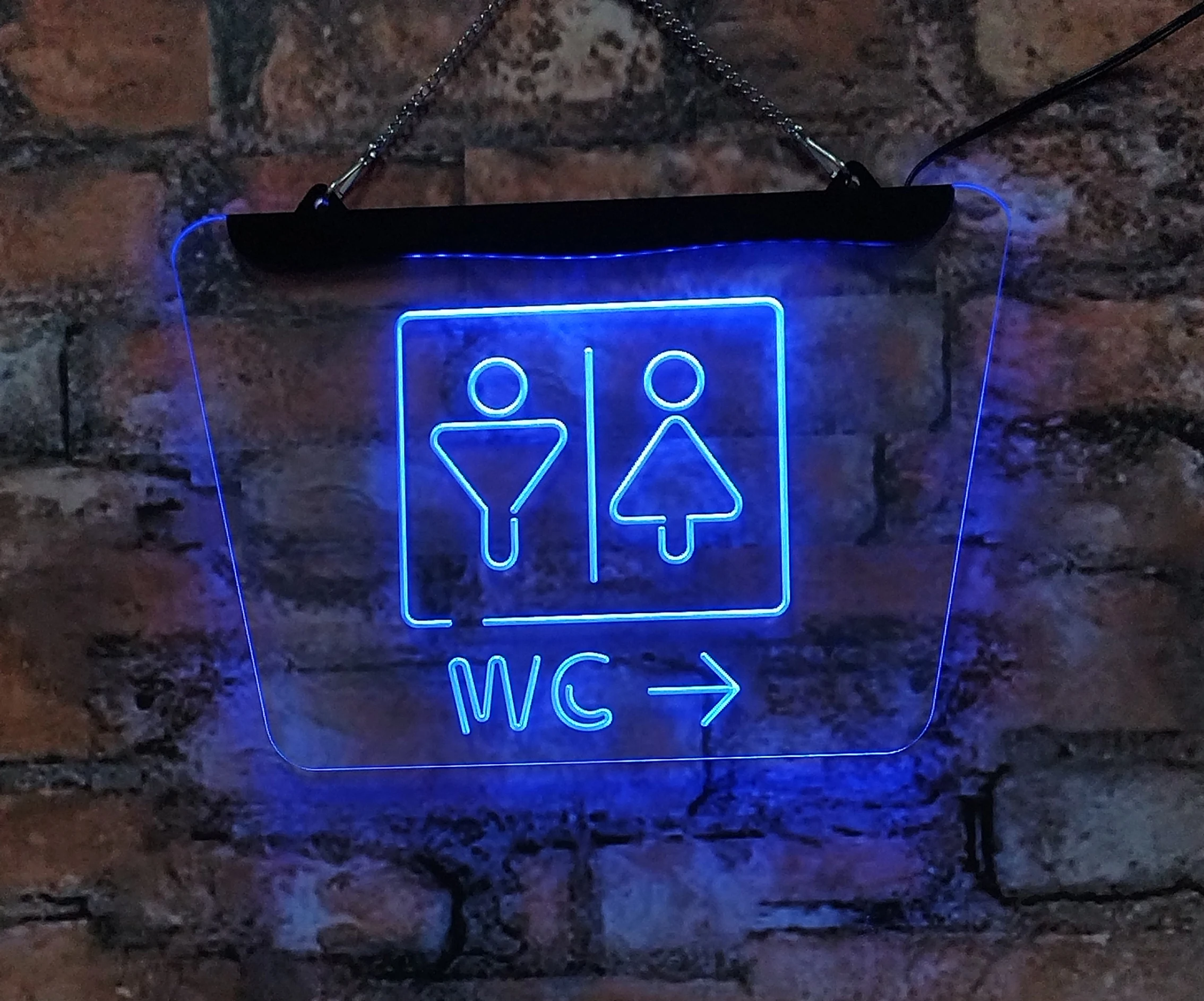 تعرض المرحاض العام للمرحاض علامات النيون، ديكور المنزل، جدران مضيئة داخلية، فن باللونين الأحمر والأزرق، 20*30، لمتجر الغرفة