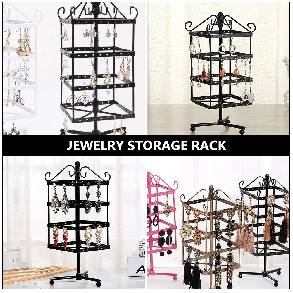 

1Pcs Square Jewelry Display Stand Rotating Metal Rack for Earring Holder Necklace Organizer Bright Long-Lasting Luster Home