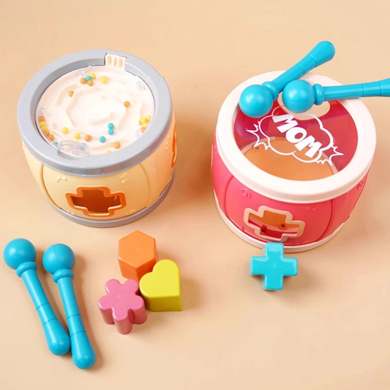 Kids Multifunctional Drum Toy Clapping Drum Music toy 0-3 years old Educational Shape Matching Toy Musical Instrument