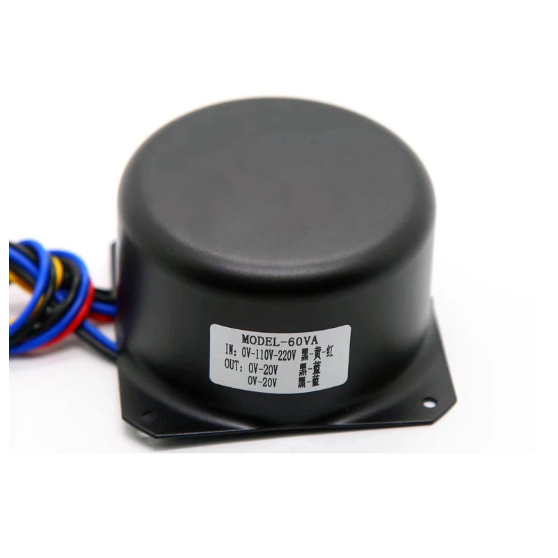 BAHOD 60w 110v-220v Ingresso 0-20v 0-20v Trasformatore di potenza toroidale con uscita a quattro fili con copertura schermante per amplificatore audio HIFI