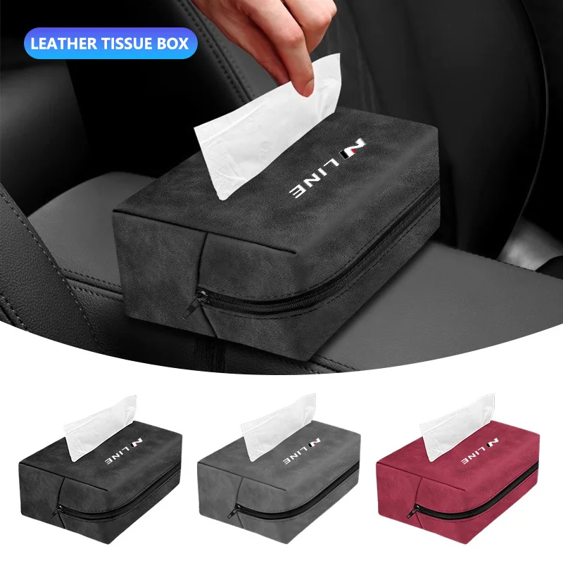 

Suede Leather Car Tissue Box Holder For Hyundai Genesis N-LINE I10 I20 I30 I40 IX20 IX35 Kona Getz Azera Auto Interior Accessory