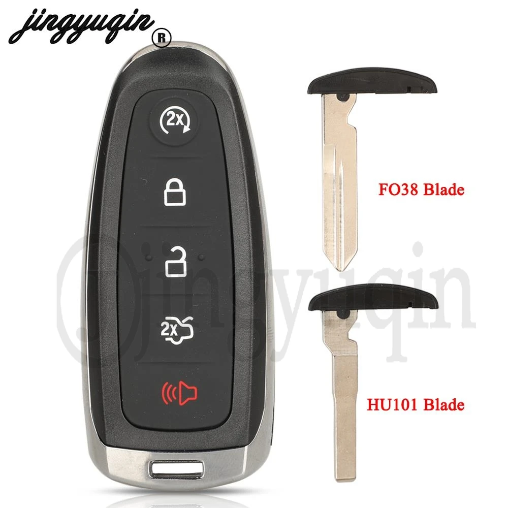 

jingyuqin 5pcs for Ford Edge Escape Flex Explorer Taurus Remote Key Shell Cover Case 5 Buttons Fob FO38 HU101 Blade Replacement