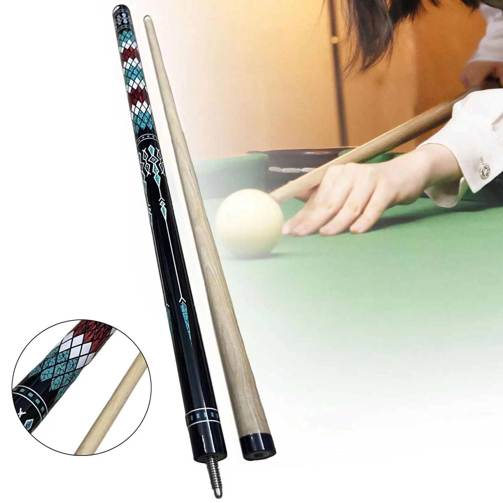 liard Pool Cue Stick Wooden, Billiard Cue 13mm, Large Tip 57.09inch detachable Pool Stick for Bars Training Players Adults