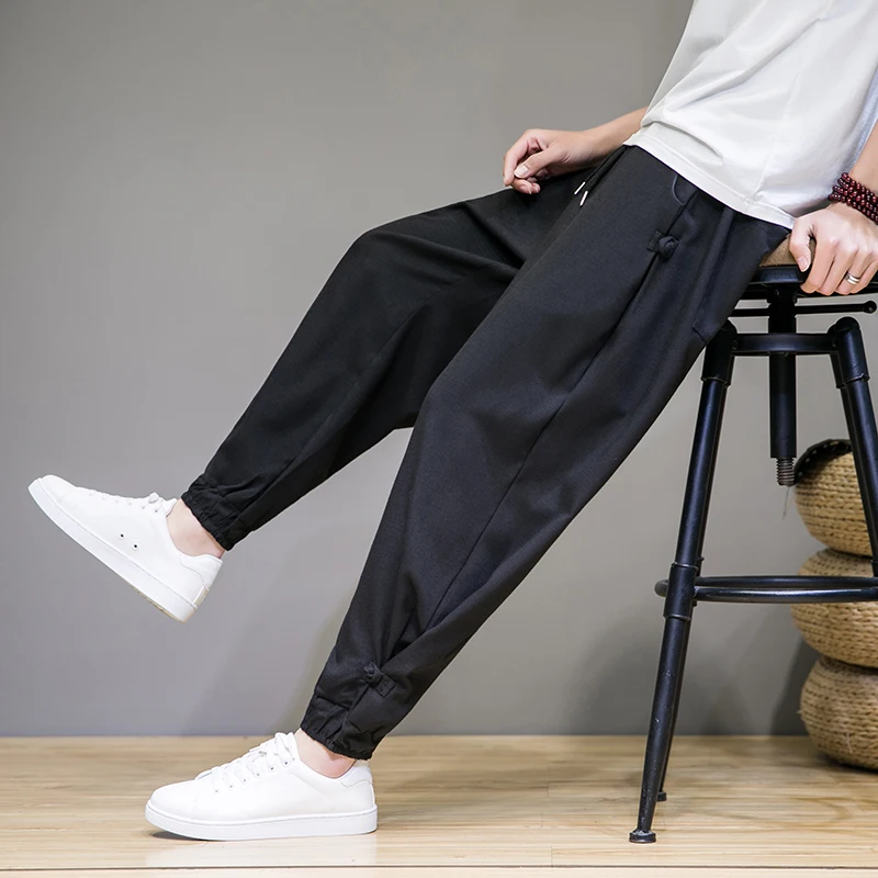 Eis Seide Sommer hose Männer locker lässig leichte Scheibe Schnalle Streetwear elastische Taille Jogger Männer Yoga hosen nach Hause