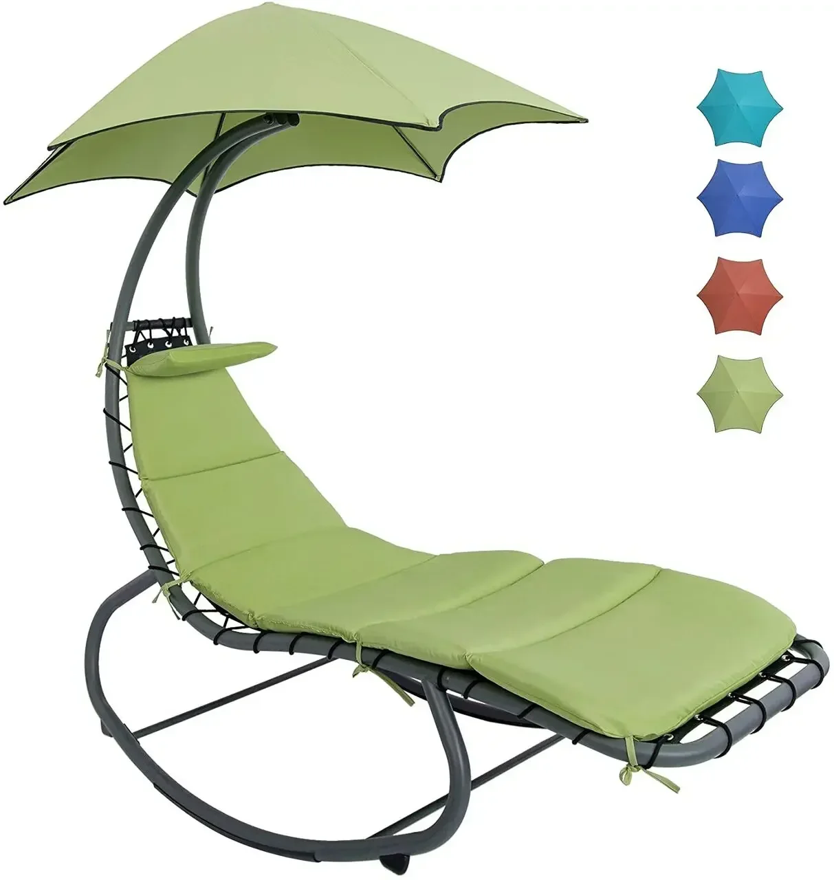 Swing Hammocks Chaise Lounger Chair With Built-in Pillow And Removable Canopy