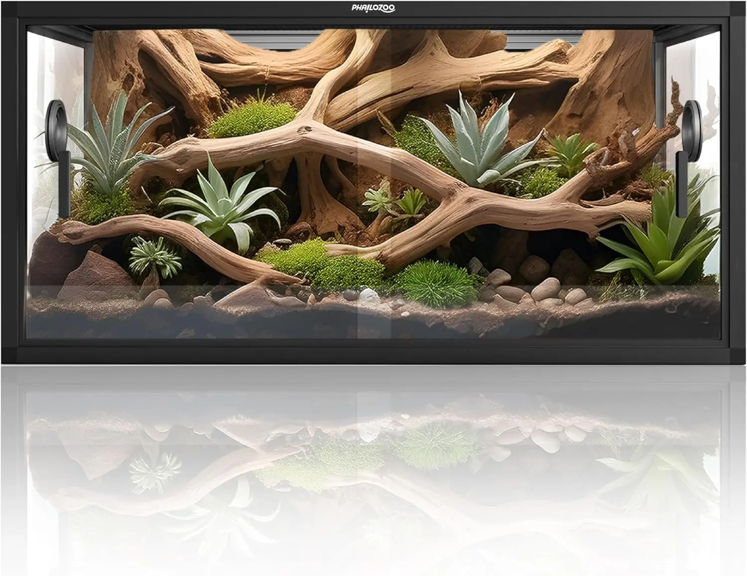 

Front Opening Reptile Tank Bearded Dragon Enclosure Top Screen Ventilation Glass Sliding Door 36X18X18 Inch 50 Gallon