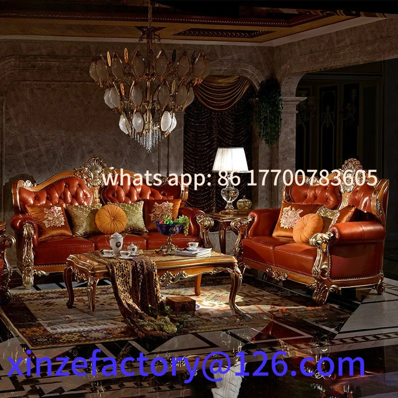 

Настраиваемый европейский диван из цельного дерева, комбинация кожи головы, диван, ТВ-шкаф, журнальный столик, угловой винный шкаф, комбинация