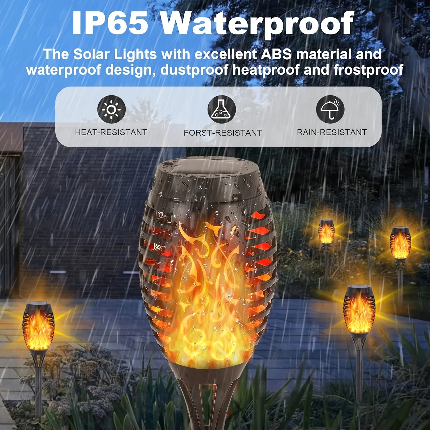 Tochas ao ar livre movidas a energia solar com chama cintilante, LED Pathway Lights, Garden Decor, Outside Yard Decor