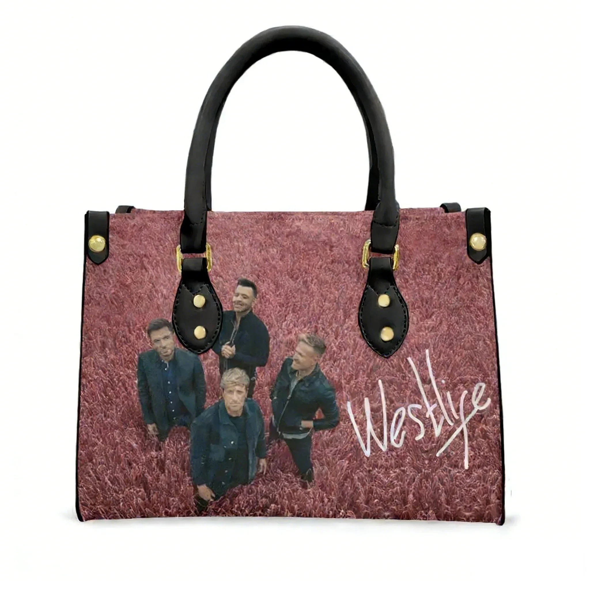 

Westlife Pop Band Tote Bag Purse Womens Mens Personalized Text Image PU Leather Handbag Business Shopping Gift Bags
