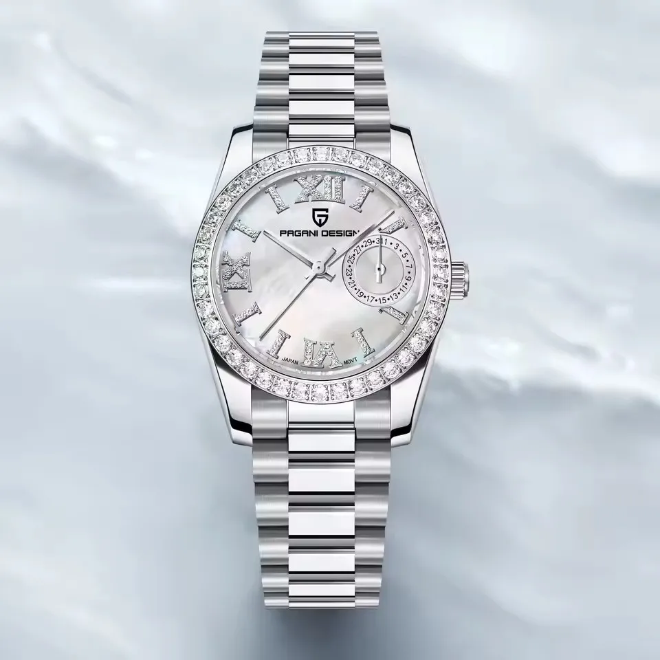 

PAGANI DESIGN, новая тенденция, простые модные женские кварцевые часы с бриллиантами, сапфировое стекло, женские часы для спорта и отдыха, подарок с коробкой