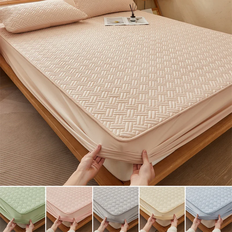 

Cotton Bed Sheet Quilted Throw Mattress Cover for All Season Elastic Fitted Sheet Mattress Protector Thick Bed Linen 140/160x200