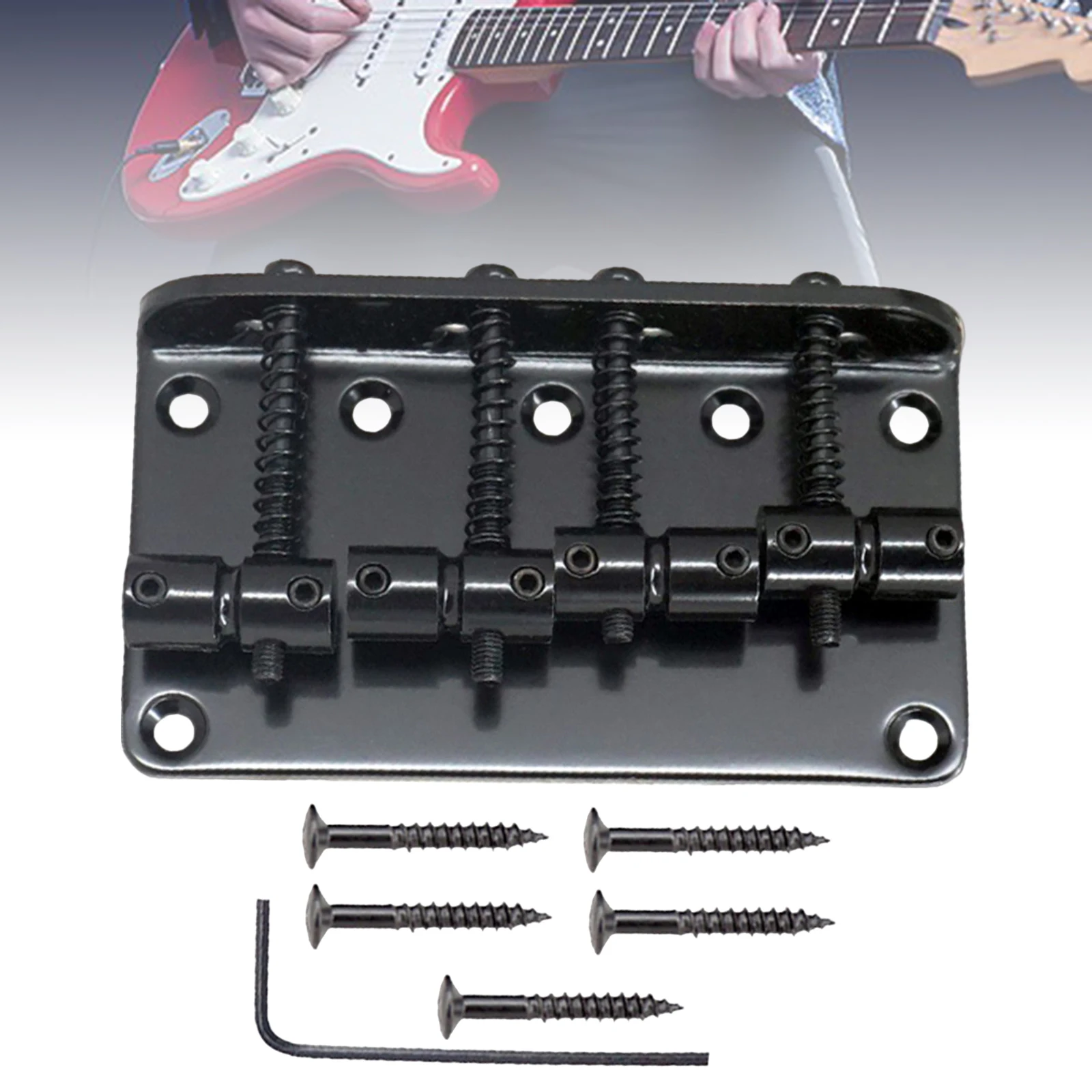 Adjustable 4 Strings Bass Bridge Tailpiece with Screws Electric Box Guitar Plate Instrument Accessories Bass Bridge for Guitar