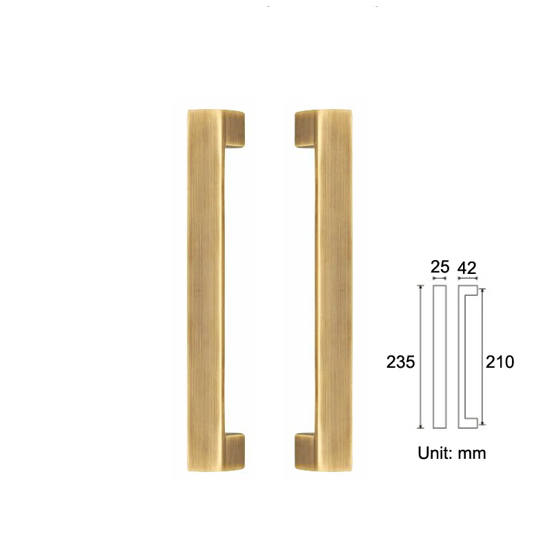 Solid Brass Door Handle Copper Entrance Door Handles For Wooden/Frame/Glass Doors PA-316