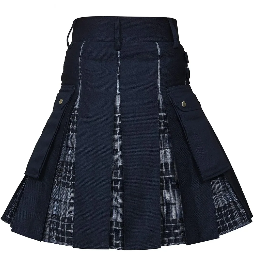 NewKilts for Men Utility Kilt 100% Cotton Jeans Hybrid Kilt Modern Box Pleated Tartan Traditional Mens Kilt Scottish Style Skirt