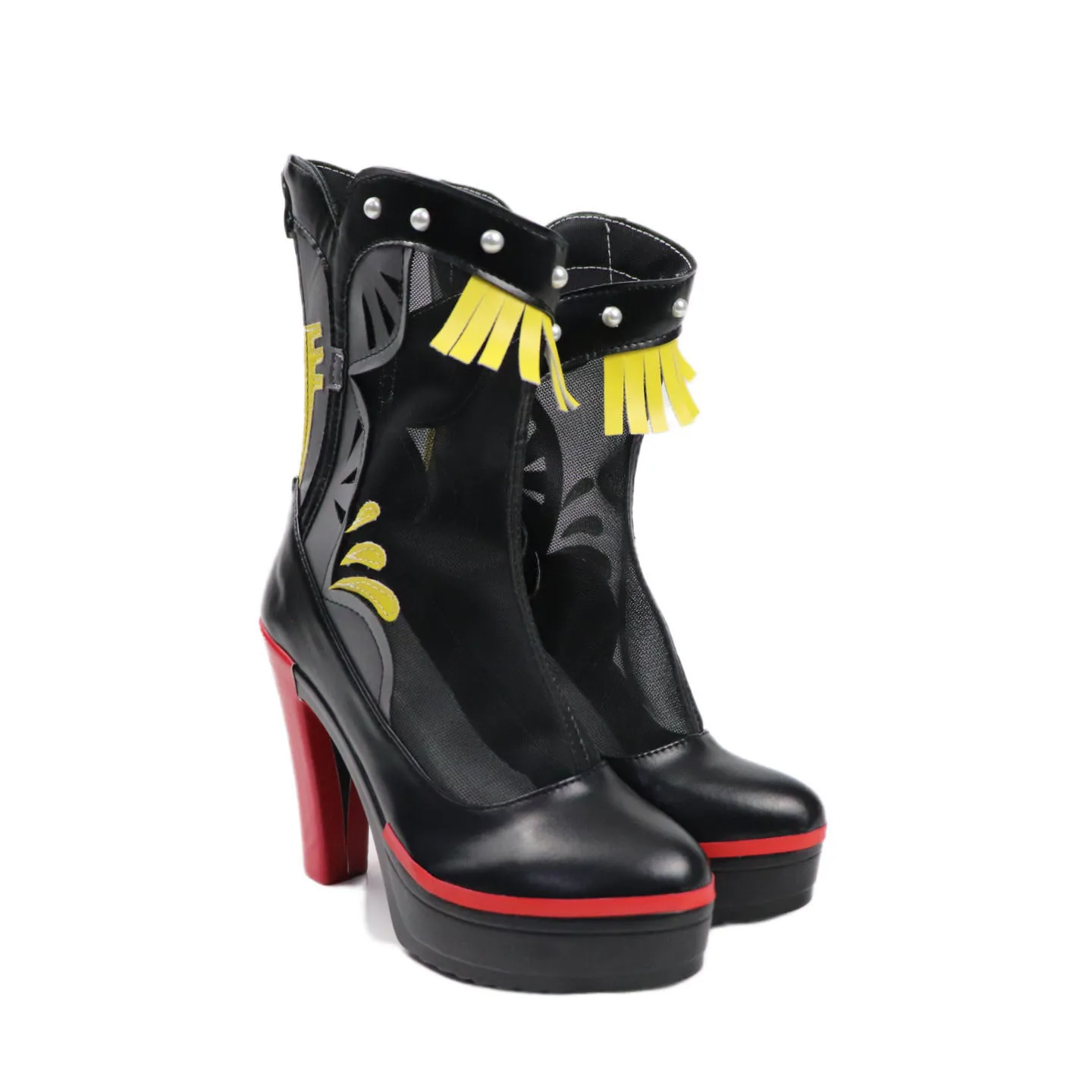 Zenless Zone Zero Ye Shunguang 게임 코스프레 신발 부츠 블랙 PU 가죽 부츠 할로윈 카니발 파티 소품 여성용 소녀용