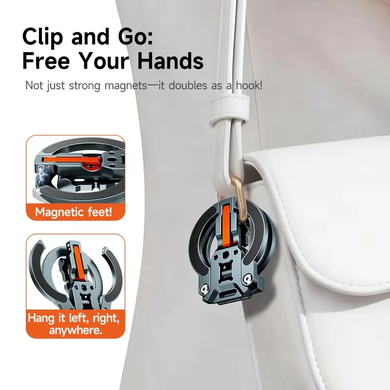 Doppelseitiger magnetischer Magsafe-Handyhalter Stativ 360 ° Verstellbarer, tragbarer, faltbarer 1/4"-Halter für Schreibtisch, Fitnessstudio, Vlog-Aufnahmen (15, 16, 17, 18). – Detail 5