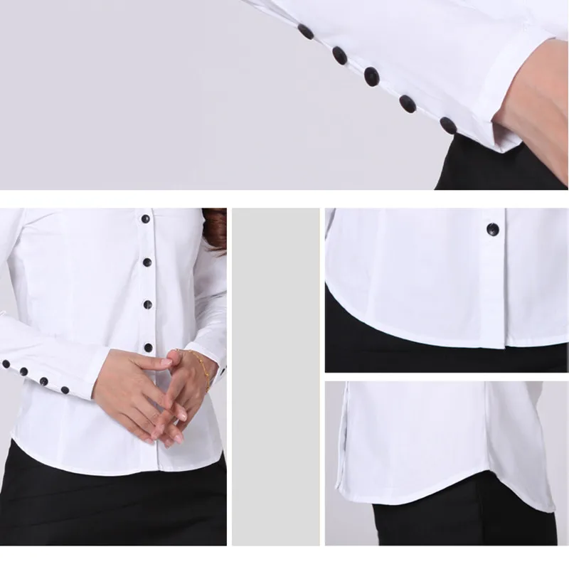 Camisa feminina de manga comprida com decote em v, top branco, tendência profissional da moda coreana, primavera e outono, novo, 2024