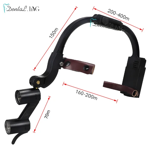 Imagen 2 del producto Lupas binoculares con faro LED Dental Deasin 2,5X/3,5X diadema Ajustable 5W faro quirúrgico para dentista lupa de odontología UE/EE. UU.