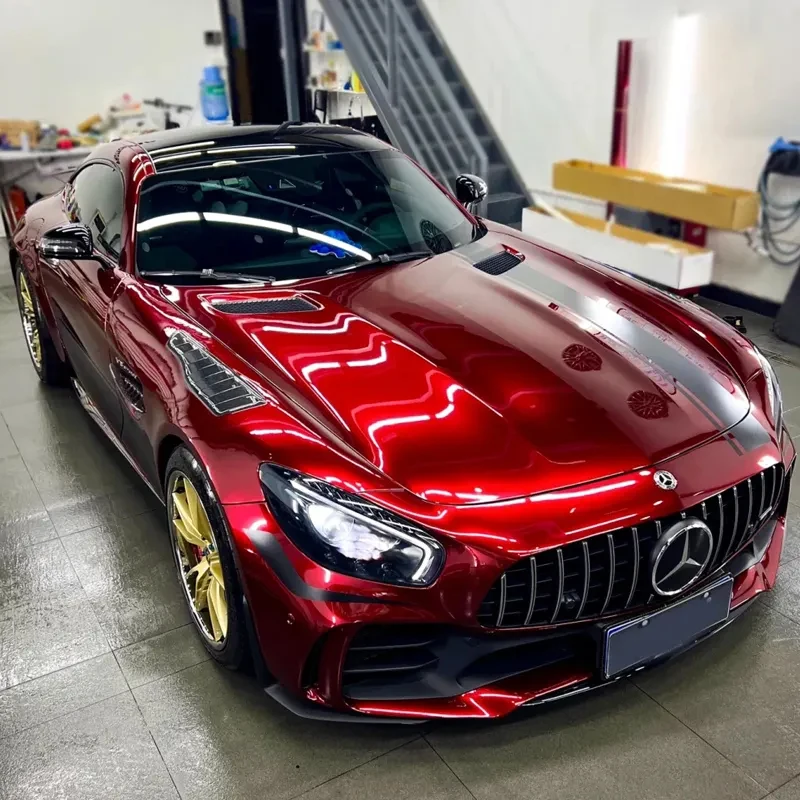 Glossy Color Dragon Blood Red Car Color Changing Film Liquid Metal Series Color PET Decorative Film PPF Paint Protection Film
