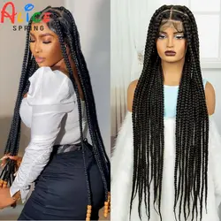 36inch Full Lace Braided Wigs Synthetic Knotless Box Braided Lace Wig For Black Women Lace Frontal Braids Wig with Baby Hair