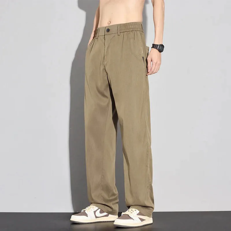 2026 Sommer Dünne Herren Weiche Lyocell Freizeithose Atmungsaktive Modische Einfarbige Schlichte Herrenhose Markenkleidung