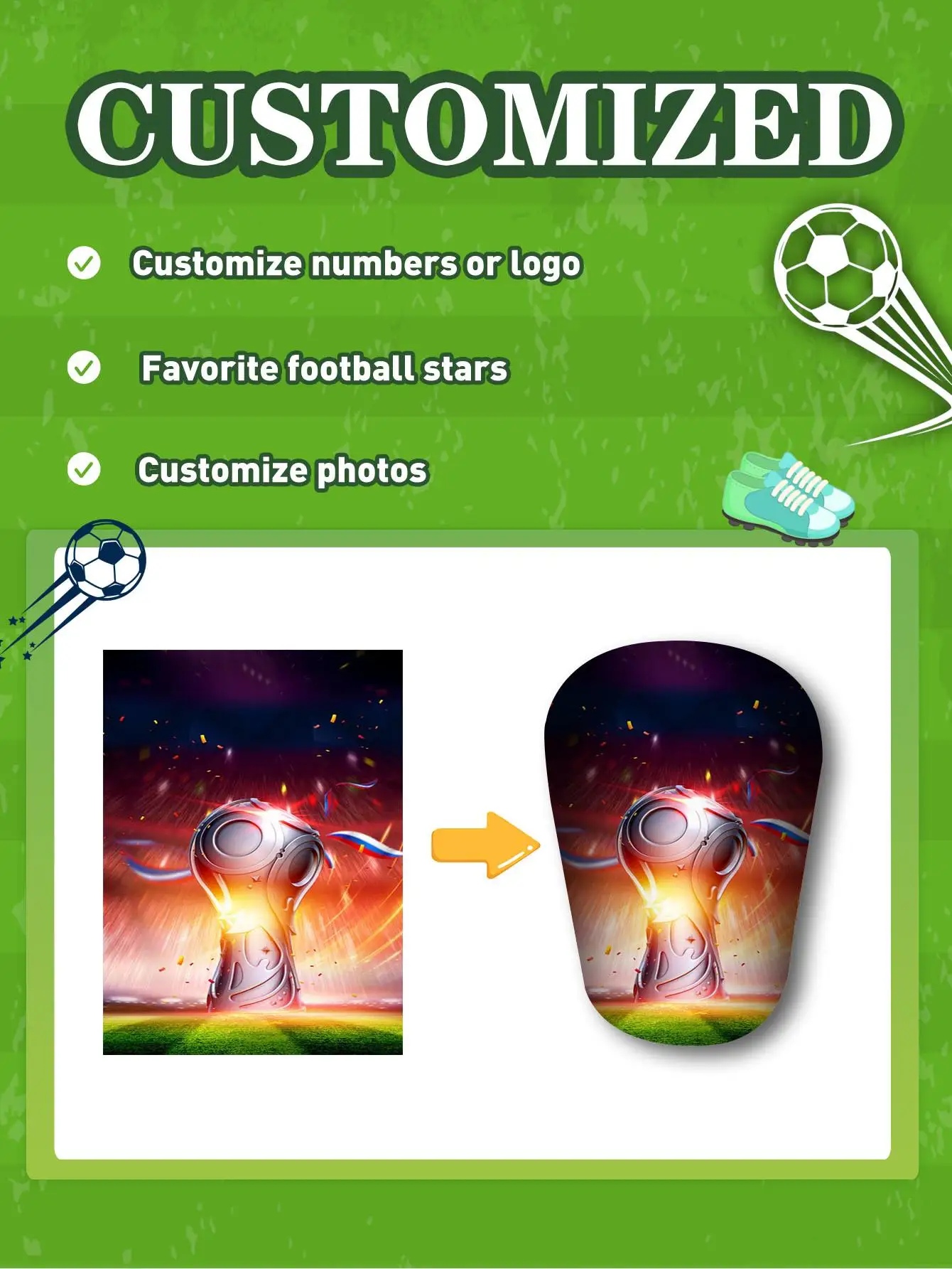 1 Pair Daily Training Custom Photo Shin Guards - Pe Lightweight Sturdy Boards + Eva Cushion, Skin-Friendly Comfort