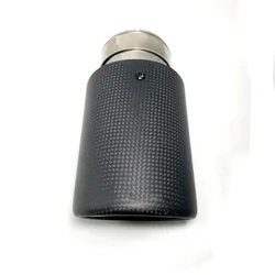 Car Matte Carbon Fiber Muffler Tip Exhaust System Pipe Mufflers Nozzle Universal Crimping Stainless Silver For Akrapovic
