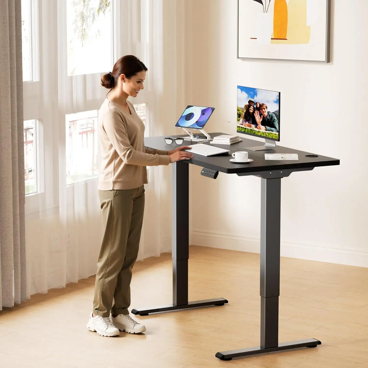 

Dual Motor Electric Standing Desk Frame for 40to 90"Table Tops, 330lbs Weight Capacity,Ergonomic Standing Height Adjustable Base