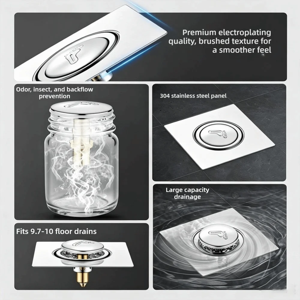 Stainless Steel Floor Drain Cover Spring Core Sealing Structure Floor Drain Stopper Foot Press Drain Cover Strainer