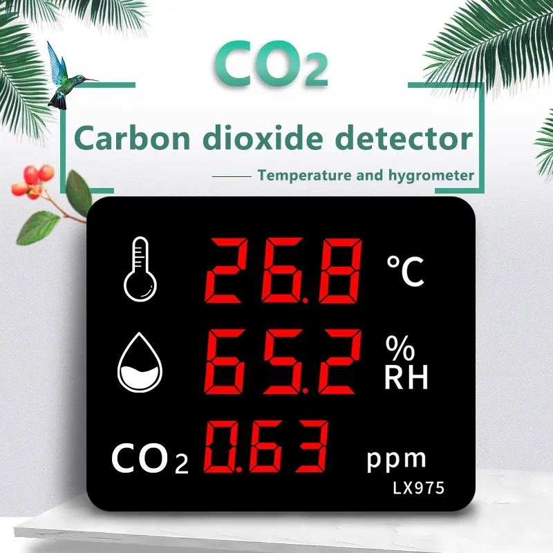 Imagem -04 - Sensor de Temperatura e Umidade Digital Monitor de Qualidade do ar Exterior Detector de Dióxido de Carbono Medidor de Co2 Digital Led Alta Qualidade