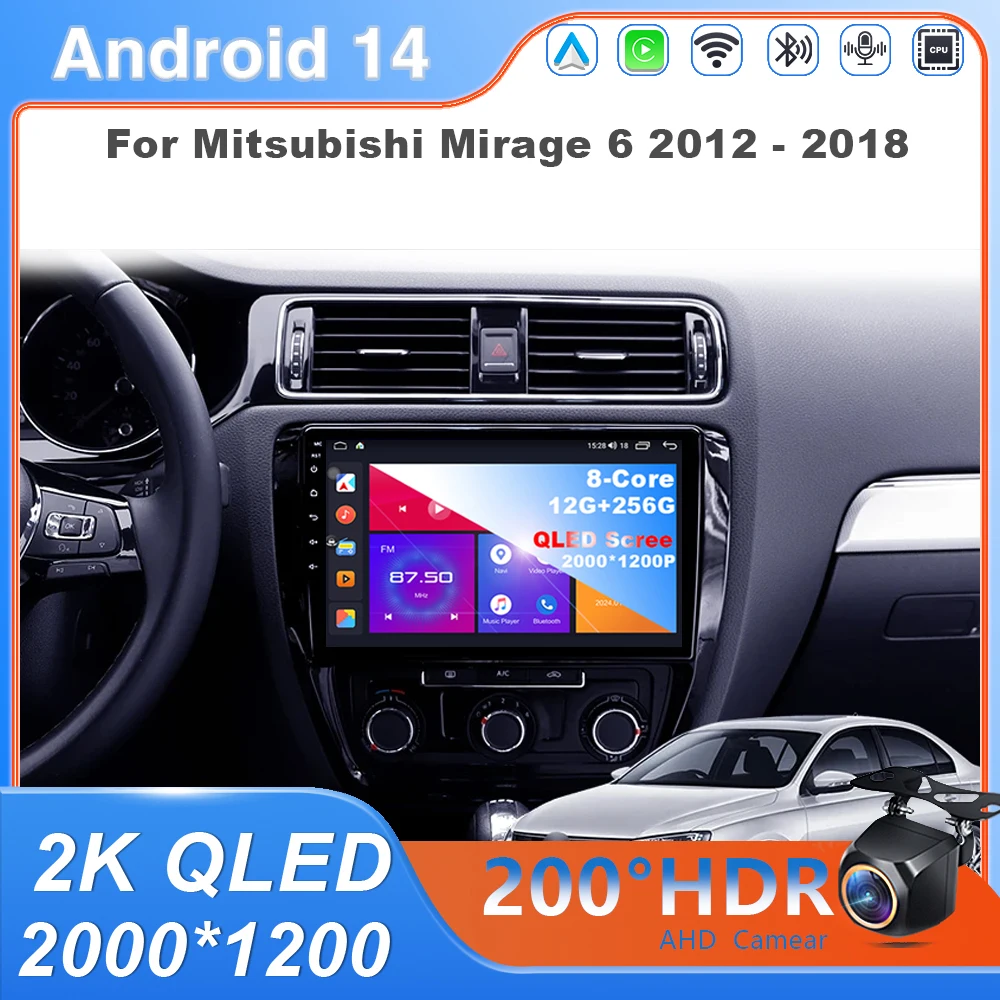 

Android 14 For Mitsubishi Mirage 6 2012 - 2018 Car Radio Multimedia Video Player Navigation GPS WIFI 4G BT DSP Head Unit Carplay