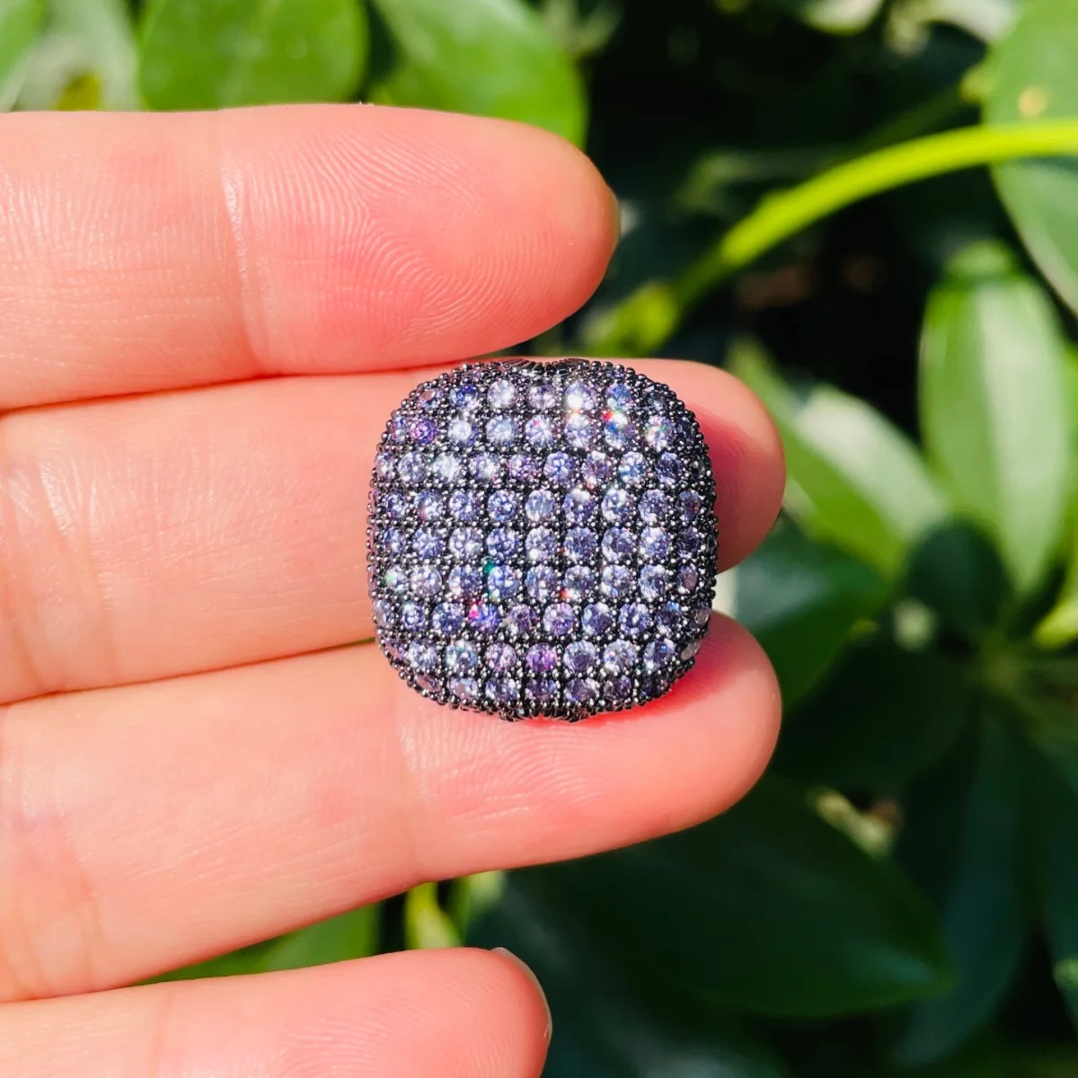 5pcs Large Size Colorful Zirconia Square Spacer Beads for Women Jewelry Girl Bracelet Making Bling Gold-Plated Waist Accessories