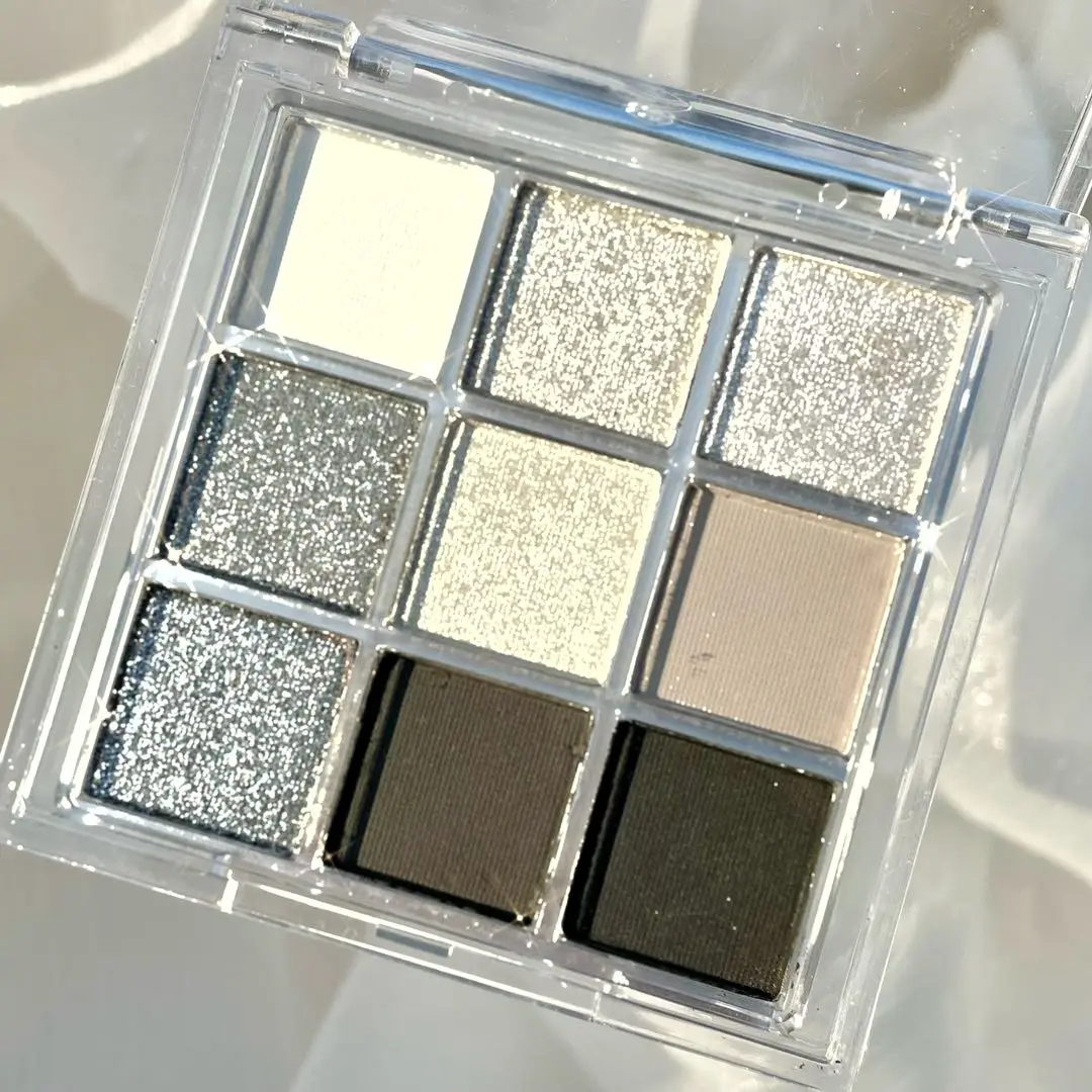 Paleta de sombra de ojos gris ahumado, 9 colores, resistente al agua, larga duración, brillo, sombra de ojos, encanto único, estrella, temperamento, maquillaje coreano